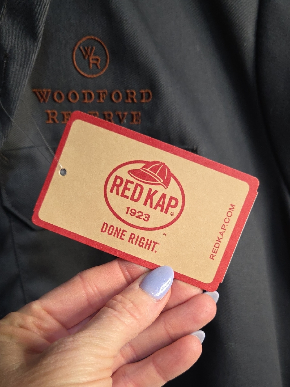 Woodford Reserve Embroidered Work Shirt - Slate Gray with Copper Logo - Picture 3 of 5